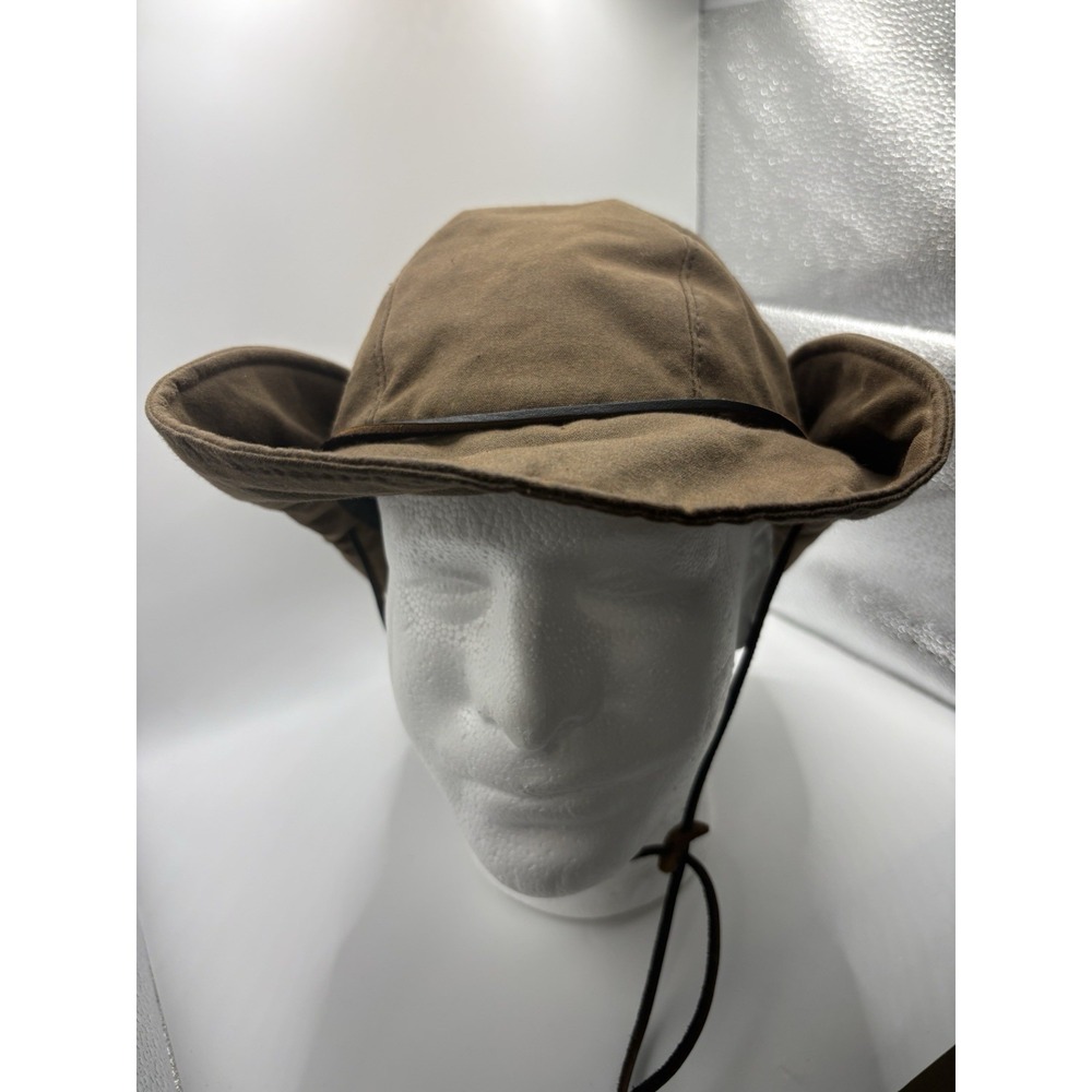 Vintage Dorfman Pacific Brown Outback Boonie Hat USA XL Leather Chin Strap